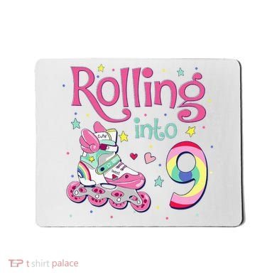 9th Bday Rolling Into 9 Birthday Roller Skate Party Mousepad