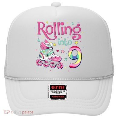 9th Bday Rolling Into 9 Birthday Roller Skate Party Hat