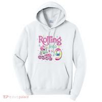 9th Bday Rolling Into 9 Birthday Roller Skate Party Tall Hoodie thumb 0