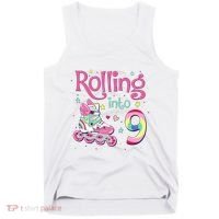 9th Bday Rolling Into 9 Birthday Roller Skate Party Tank Top thumb 0