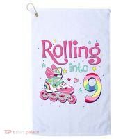 9th Bday Rolling Into 9 Birthday Roller Skate Party Golf Towel thumb 0