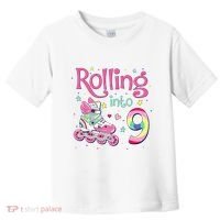 9th Bday Rolling Into 9 Birthday Roller Skate Party Toddler T-Shirt thumb 0