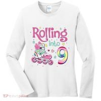 9th Bday Rolling Into 9 Birthday Roller Skate Party Women's Long Sleeve Shirt thumb 0