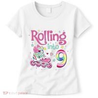 9th Bday Rolling Into 9 Birthday Roller Skate Party Women's T-Shirt thumb 0