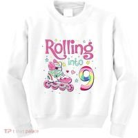 9th Bday Rolling Into 9 Birthday Roller Skate Party Kids Sweatshirt thumb 0