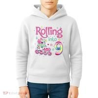 9th Bday Rolling Into 9 Birthday Roller Skate Party Kids Hoodie thumb 4