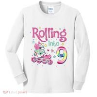 9th Bday Rolling Into 9 Birthday Roller Skate Party Kids Long Sleeve Shirt thumb 0