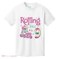9th Bday Rolling Into 9 Birthday Roller Skate Party Kids T-Shirt thumb 0