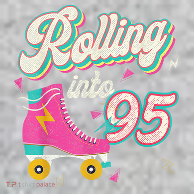 95th Birthday Roller Skates Rolling Into 95 Years Old Bday The Baniff Cuffed Pom Beanie