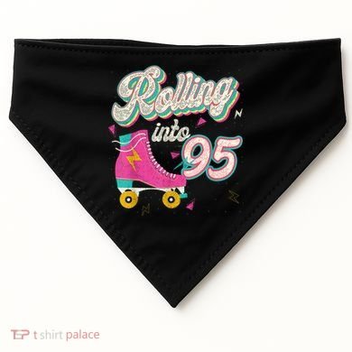 95th Birthday Roller Skates Rolling Into 95 Years Old Bday USA-Made Doggie Bandana