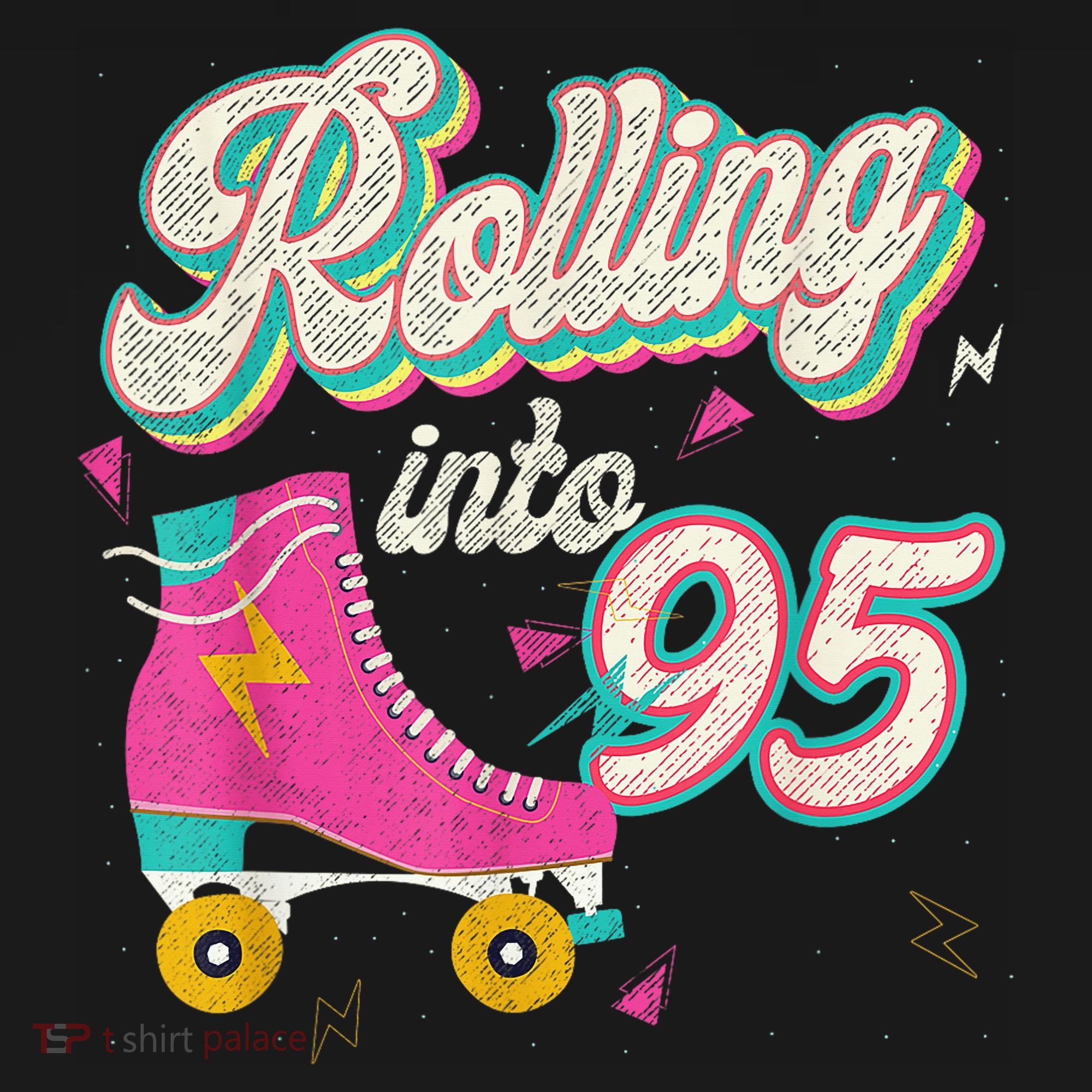95th Birthday Roller Skates Rolling Into 95 Years Old Bday Bucket Hat
