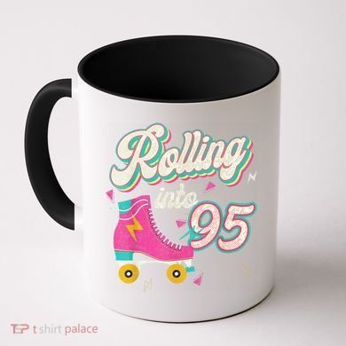 95th Birthday Roller Skates Rolling Into 95 Years Old Bday Coffee Mug