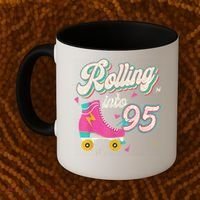 95th Birthday Roller Skates Rolling Into 95 Years Old Bday Coffee Mug thumb 2