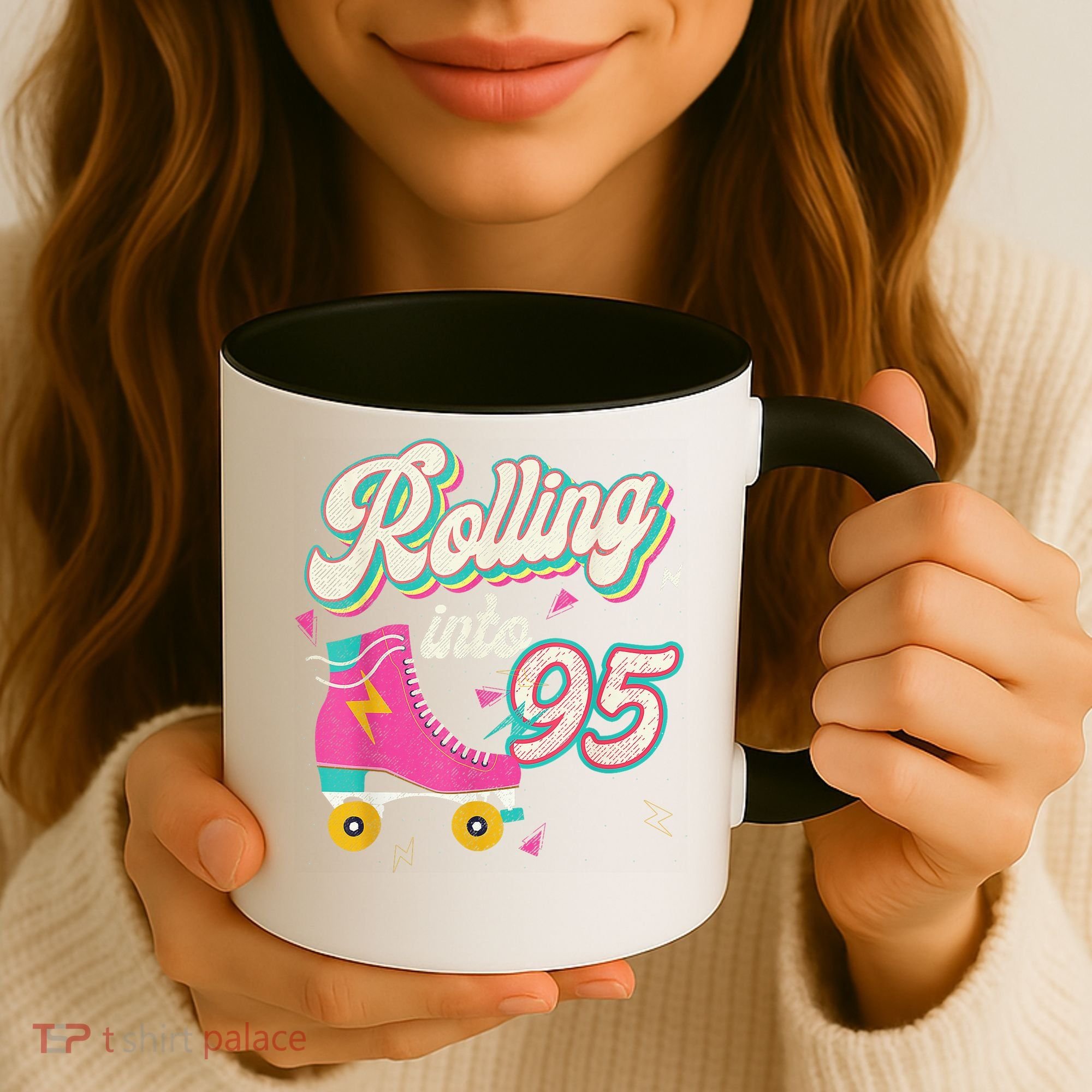 95th Birthday Roller Skates Rolling Into 95 Years Old Bday Coffee Mug
