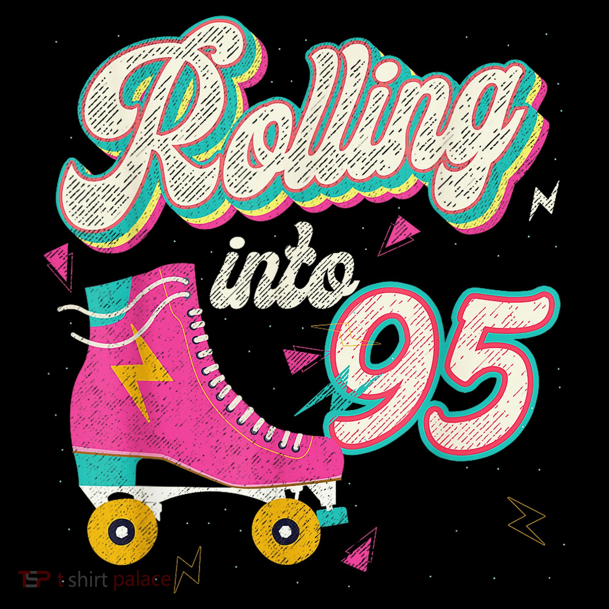 95th Birthday Roller Skates Rolling Into 95 Years Old Bday Coffee Mug