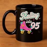 95th Birthday Roller Skates Rolling Into 95 Years Old Bday 11oz C Handle Ceramic Mug thumb 4