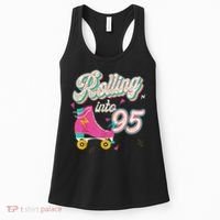 95th Birthday Roller Skates Rolling Into 95 Years Old Bday Women's Tank Top thumb 0