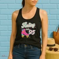 95th Birthday Roller Skates Rolling Into 95 Years Old Bday Women's Tank Top thumb 2