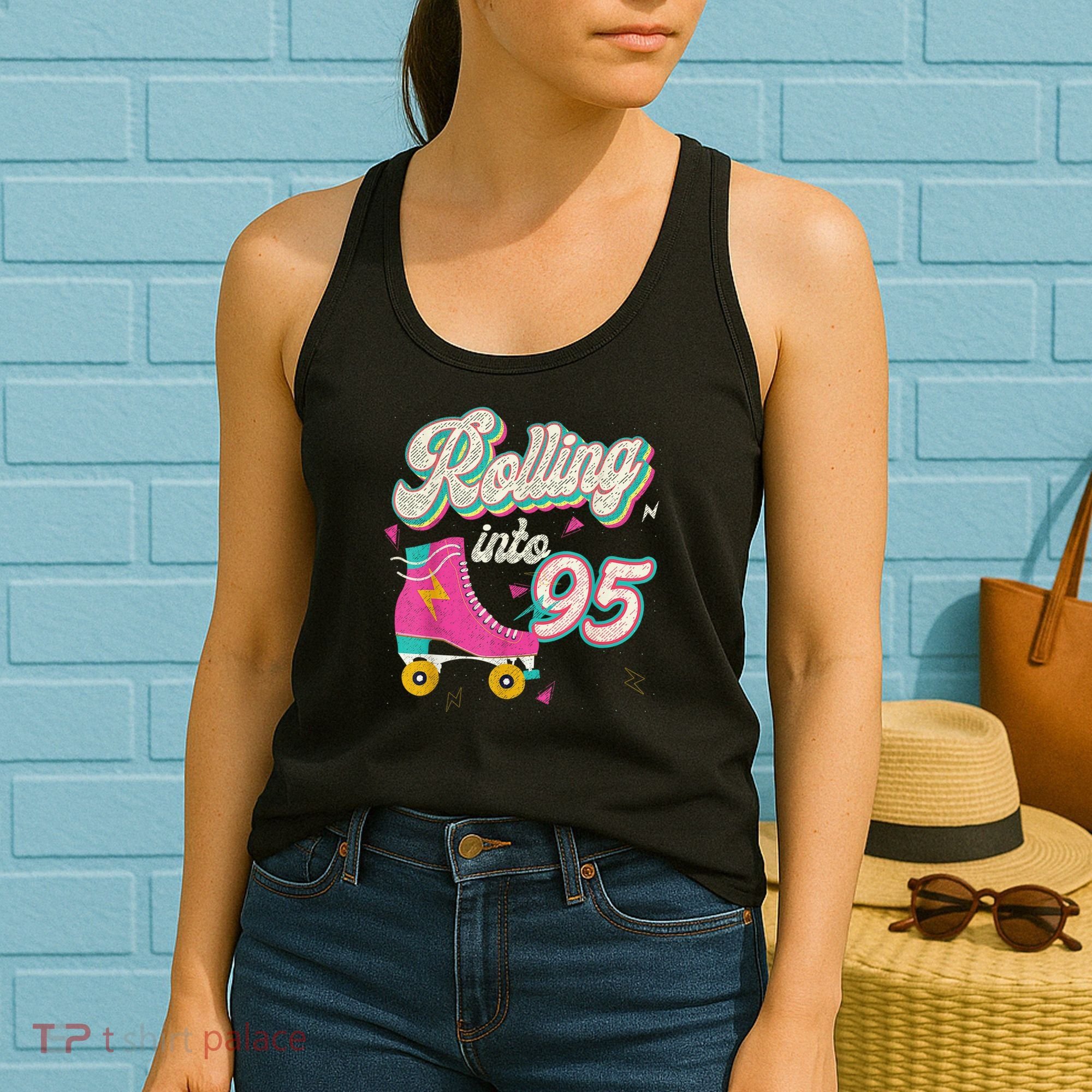 95th Birthday Roller Skates Rolling Into 95 Years Old Bday Women's Tank Top