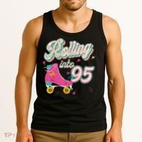 95th Birthday Roller Skates Rolling Into 95 Years Old Bday Tank Top thumb 3