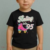 95th Birthday Roller Skates Rolling Into 95 Years Old Bday Toddler T-Shirt thumb 2
