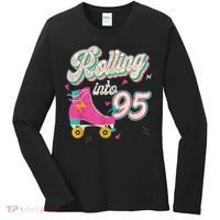 95th Birthday Roller Skates Rolling Into 95 Years Old Bday Women's Long Sleeve Shirt thumb 0