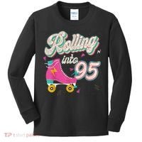 95th Birthday Roller Skates Rolling Into 95 Years Old Bday Kids Long Sleeve Shirt thumb 0