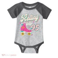 95th Birthday Roller Skates Rolling Into 95 Years Old Bday Infant Baby Jersey Bodysuit thumb 0
