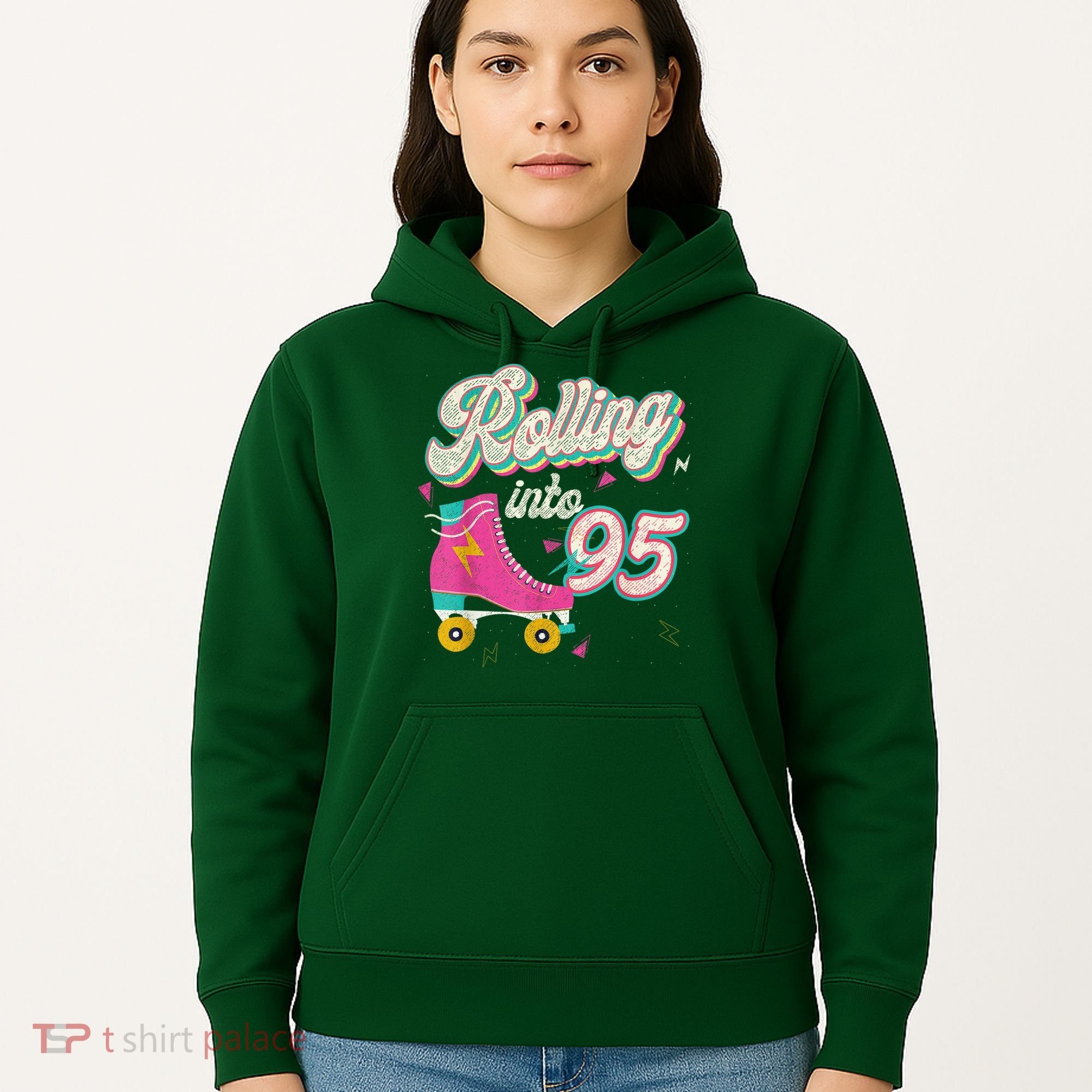 95th Birthday Roller Skates Rolling Into 95 Years Old Bday Hoodie