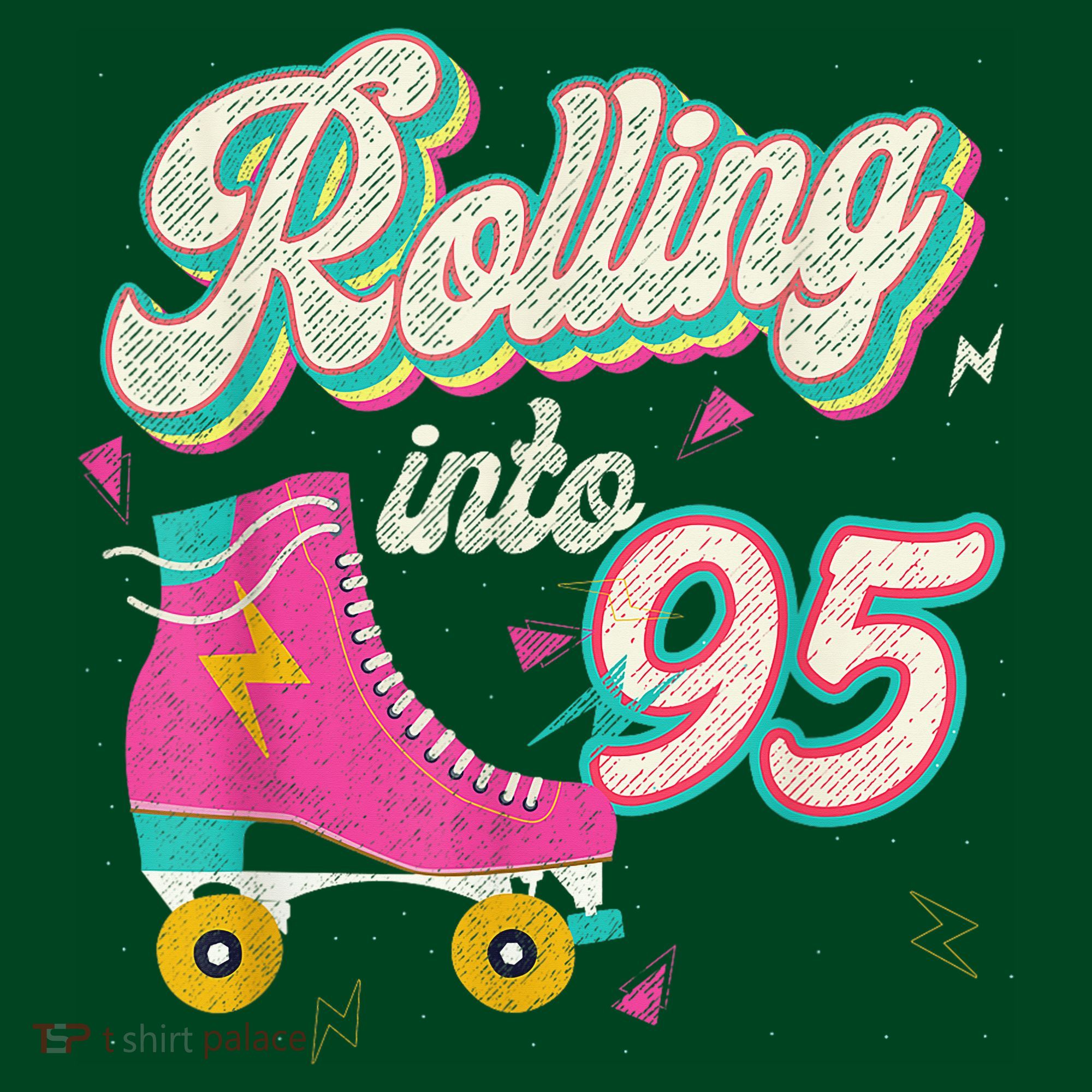 95th Birthday Roller Skates Rolling Into 95 Years Old Bday Long Sleeve Shirt