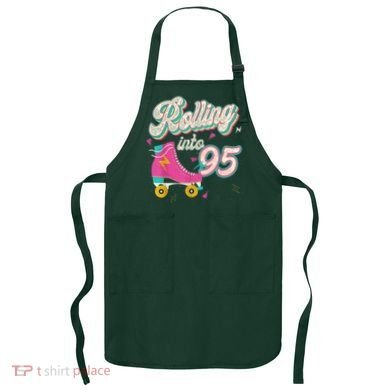 95th Birthday Roller Skates Rolling Into 95 Years Old Bday Apron