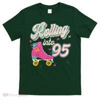 95th Birthday Roller Skates Rolling Into 95 Years Old Bday T-Shirt thumb 0
