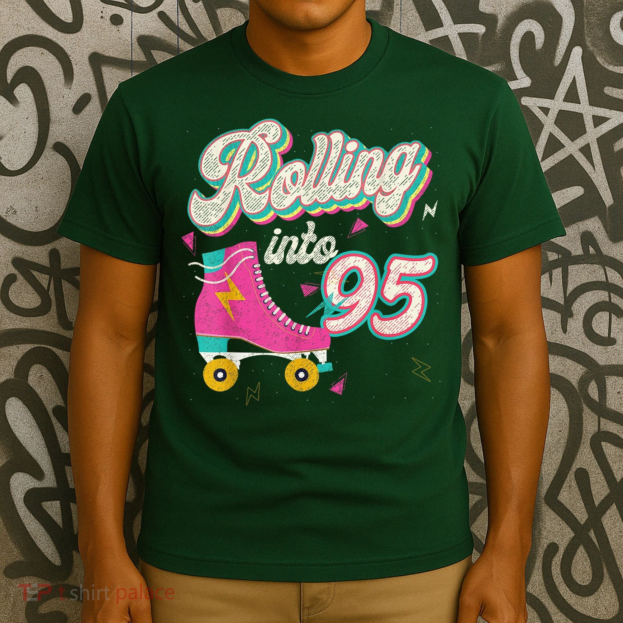 95th Birthday Roller Skates Rolling Into 95 Years Old Bday T-Shirt