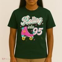 95th Birthday Roller Skates Rolling Into 95 Years Old Bday T-Shirt thumb 4