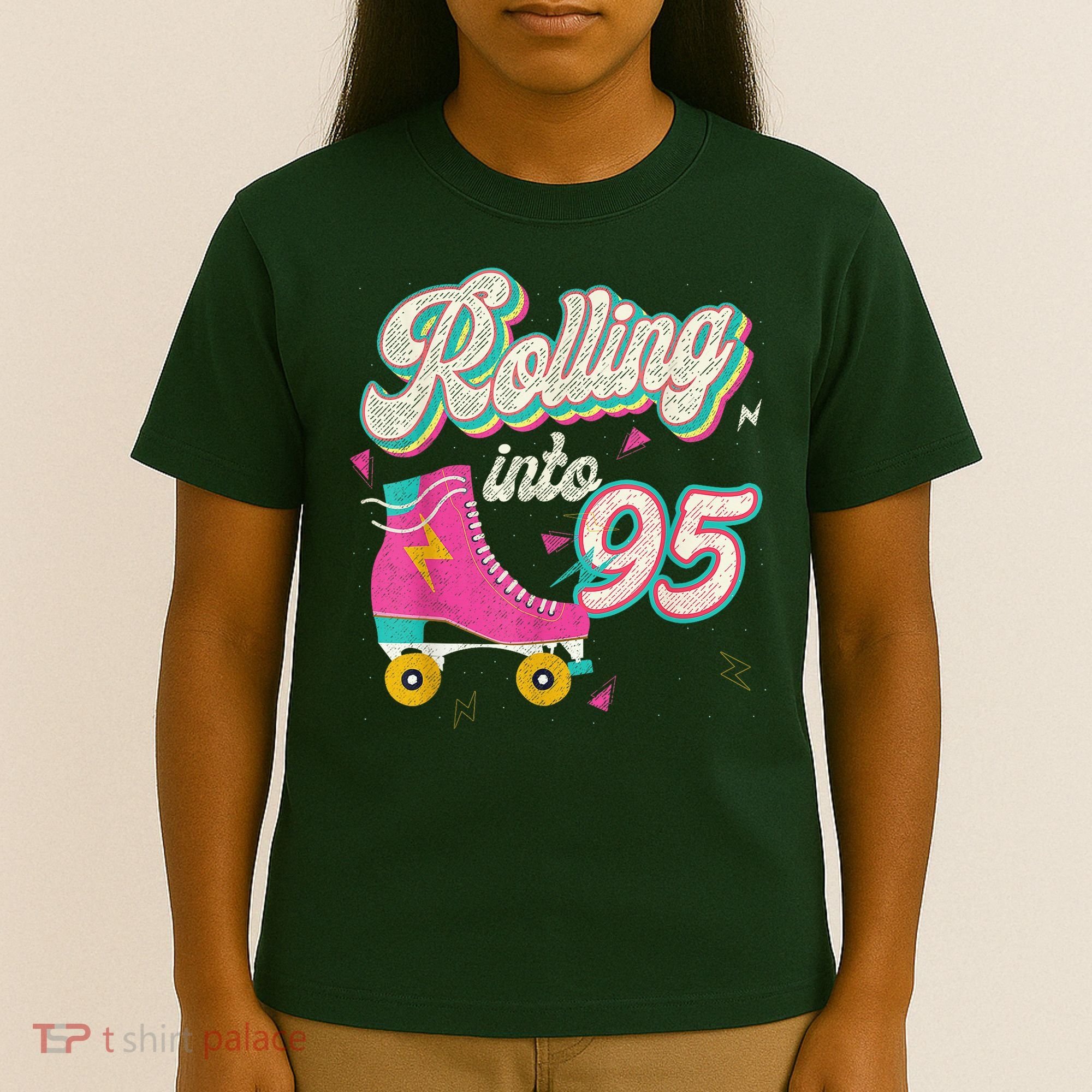 95th Birthday Roller Skates Rolling Into 95 Years Old Bday T-Shirt