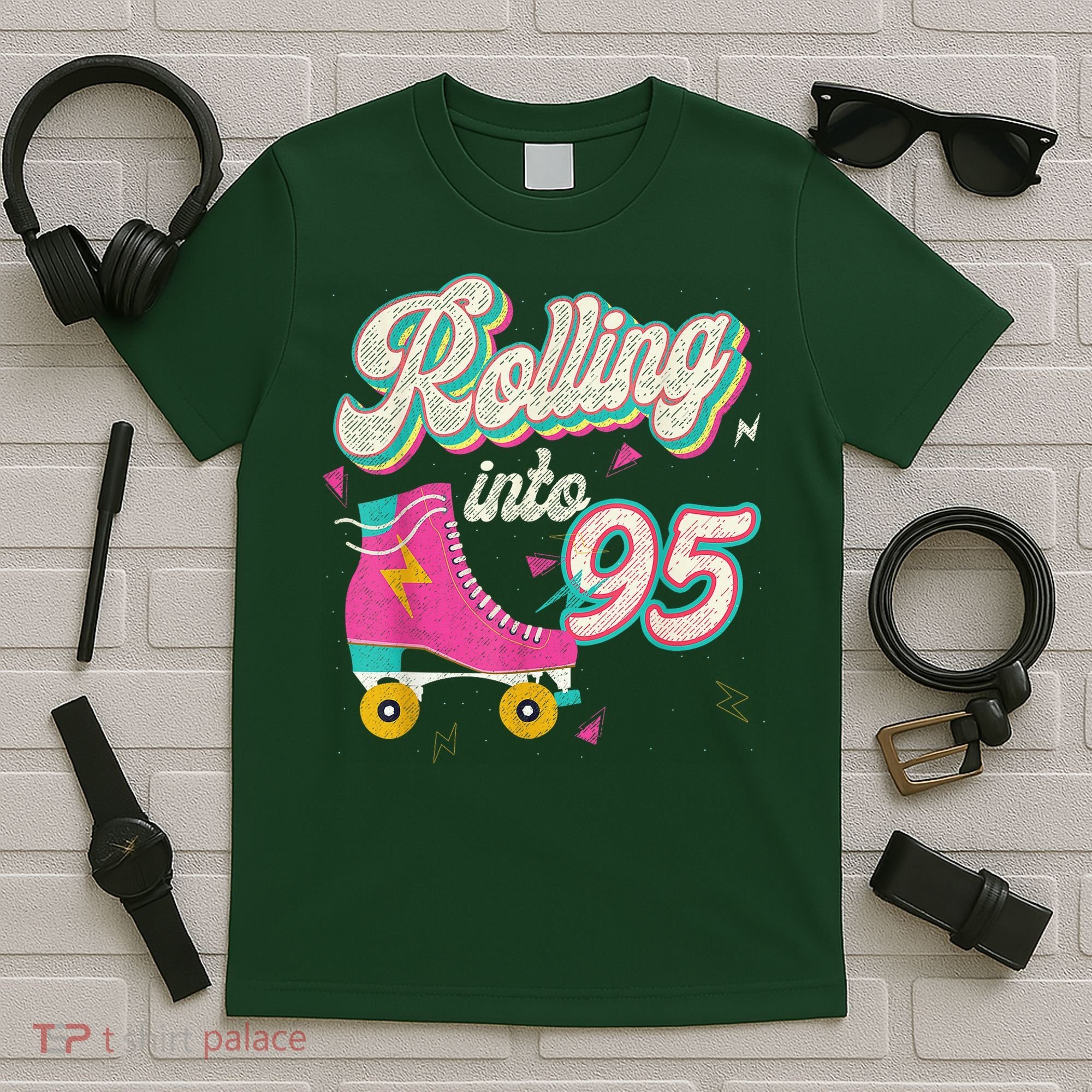 95th Birthday Roller Skates Rolling Into 95 Years Old Bday T-Shirt