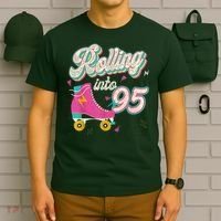 95th Birthday Roller Skates Rolling Into 95 Years Old Bday T-Shirt thumb 6