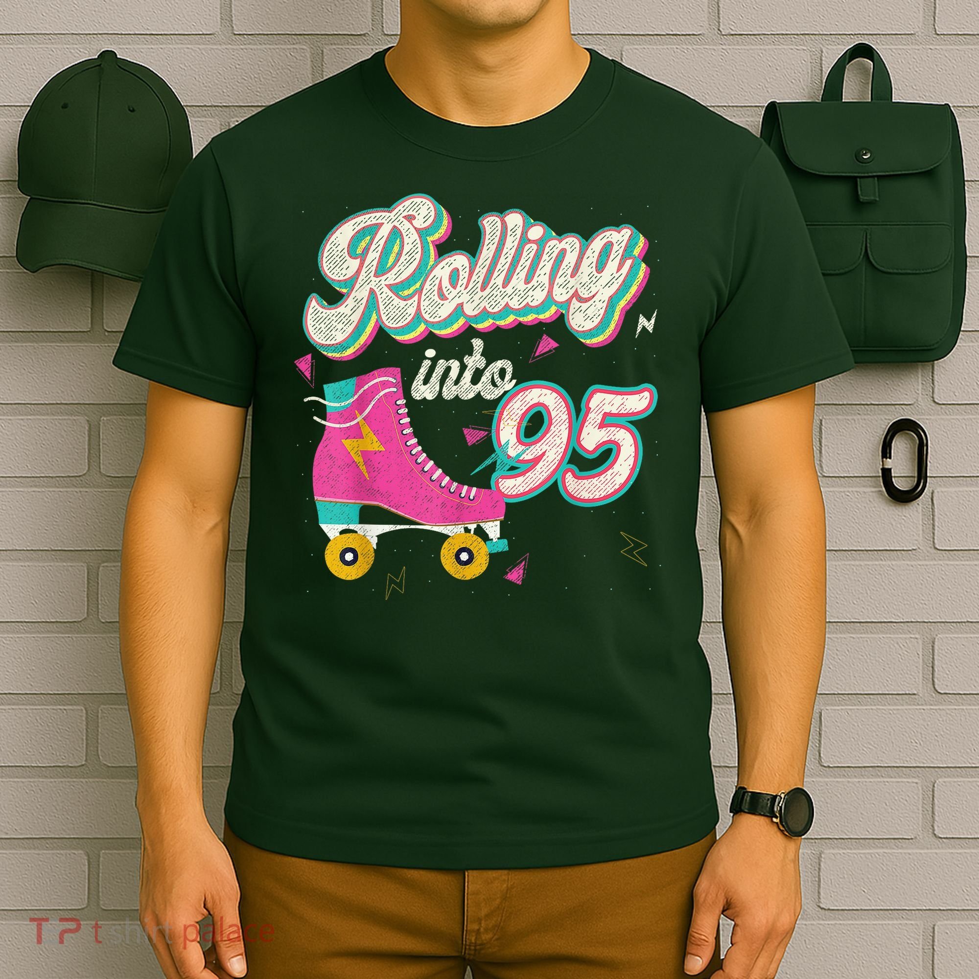 95th Birthday Roller Skates Rolling Into 95 Years Old Bday T-Shirt