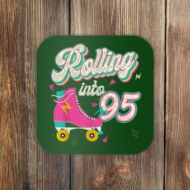 95th Birthday Roller Skates Rolling Into 95 Years Old Bday Coaster