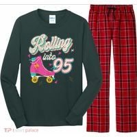 95th Birthday Roller Skates Rolling Into 95 Years Old Bday Long Sleeve Pajama Set thumb 0