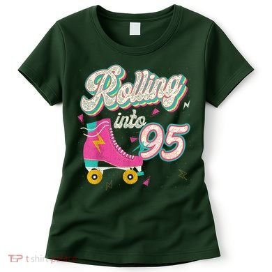 95th Birthday Roller Skates Rolling Into 95 Years Old Bday Women's T-Shirt