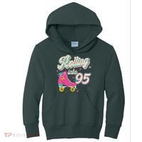 95th Birthday Roller Skates Rolling Into 95 Years Old Bday Kids Hoodie thumb 0