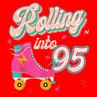 95th Birthday Roller Skates Rolling Into 95 Years Old Bday Santa Hat thumb 1