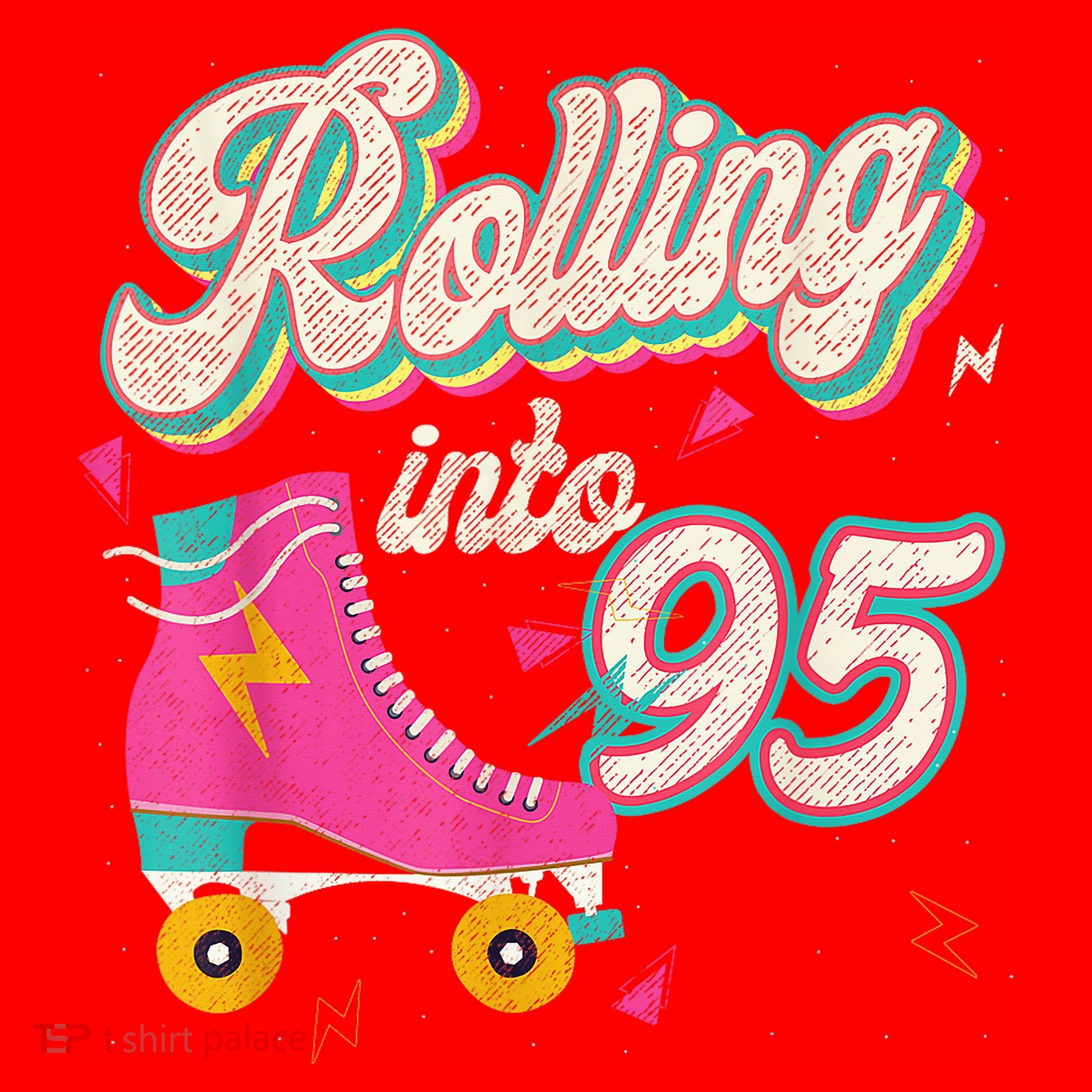 95th Birthday Roller Skates Rolling Into 95 Years Old Bday Santa Hat