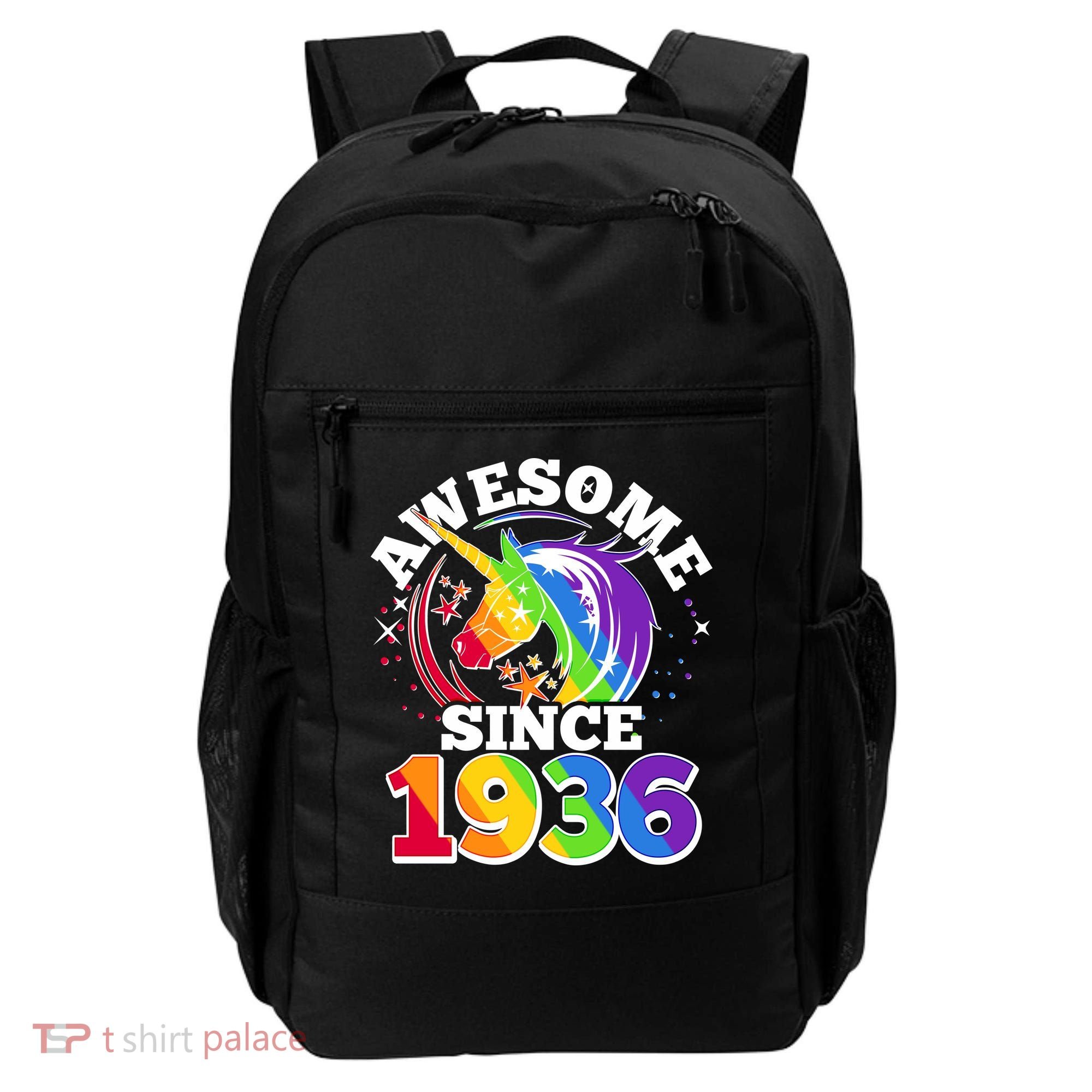 90th Birthday Rainbow Unicorn Awesome Since 1936 Backpack