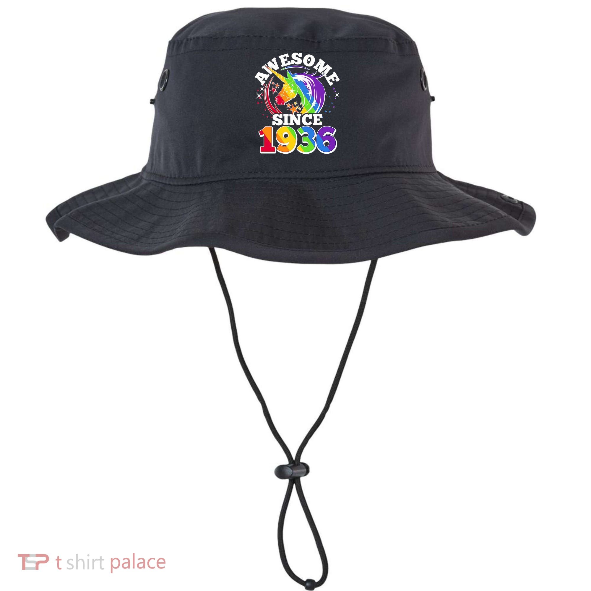 90th Birthday Rainbow Unicorn Awesome Since 1936 Bucket Hat