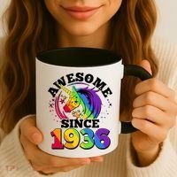 90th Birthday Rainbow Unicorn Awesome Since 1936 Coffee Mug thumb 3