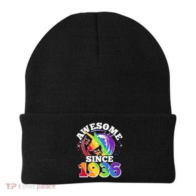 90th Birthday Rainbow Unicorn Awesome Since 1936 Beanie