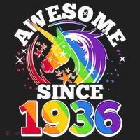 90th Birthday Rainbow Unicorn Awesome Since 1936 Beanie thumb 2