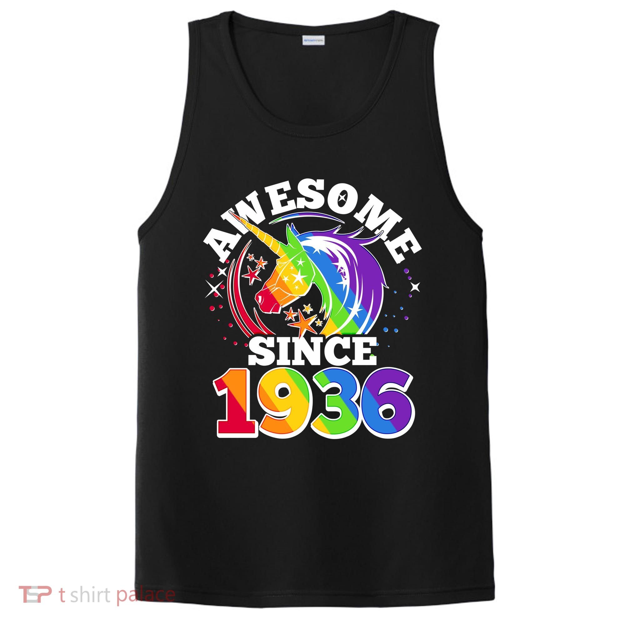 90th Birthday Rainbow Unicorn Awesome Since 1936 PosiCharge Competitor Tank